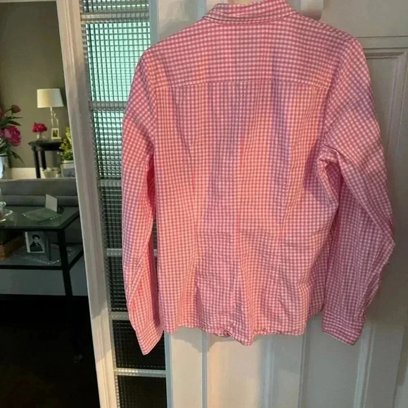 Vineyard vines women’s pink & white check button up shirt size 16. - Picture 4 of 8